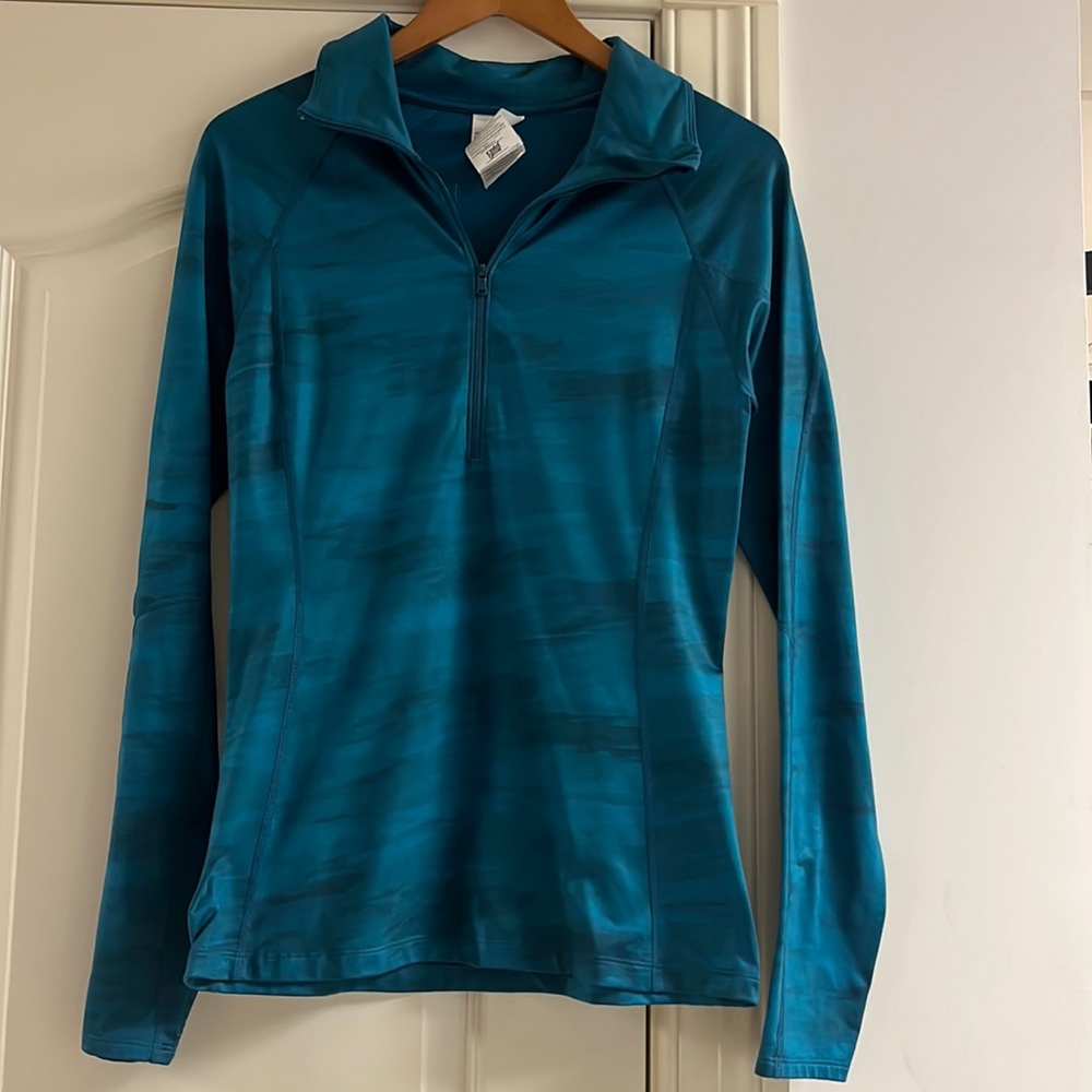 Under Armor Teal Quarter Zip With Brush Stroke Pattern